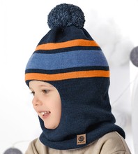 Czapka, kominiarka dla chłopca, zimowa, Cabras, granat/pomarańcz, 46-50 cm
