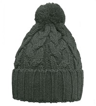 Czapka merino zimowa, męska/damska, z pomponem, Macome, khaki, 56-60 cm
