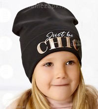 Czarna wiosenna czapka młodzieżowa, dla dziewczynki, Chic, 52-54 cm
