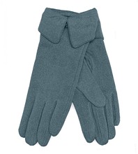 Długie rękawiczki damskie z mankietem, welurowe M-L