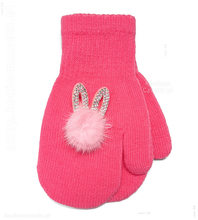Jednopalczaste rękawiczki dla dziewczynki, z aplikacją z króliczkiem R184 rozm. 4-6 lat