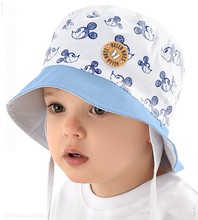 Kapelusz dla chłopca, z myszką Miki, wiązany, niebieski+biały, Tesero, 45-47 cm