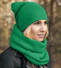 Komplet czapka i komin damski, jesienny-wiosenny, zielony (3), Benita V.3, 55-57