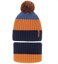 Komplet dla chłopca, czapka i komin zimowy, granat + pomarańcz, Ralson, 52-55 cm