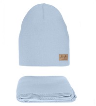 Komplet jesienno-zimowy damski, czapka i szalik, Luza, niebieski, 56-60 cm