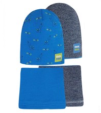 Komplet jesienno-zimowy dla chłopca, czapka i komin, Nuoro, niebieski, 46-50 cm