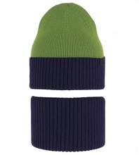 Komplet jesienny - wiosenny dla chłopca: czapka i komin, Utaros, zielony + granat, 52-55 cm