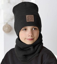Komplet jesienny/zimowy dla chłopca, czapka i komin, Setzu, czarny, 54-57 cm