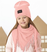 Komplet wiosenny/jesienny dla dziewczynki, brzoskwiniowy, czapka i chusta, Saamayn, 50-53 cm