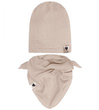 Komplet wiosenny-jesienny dla dziewczynki, czapka i chusta, beżowy, Stippena, 48-50 cm
