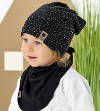 Komplet wiosenny-jesienny dla dziewczynki, czapka i chusta, czarny, Stippena, 48-50 cm