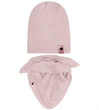 Komplet wiosenny-jesienny dla dziewczynki, czapka i chusta, różowy, Stippena, 52-54 cm