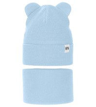 Komplet wiosenny/jesienny dla dziewczynki, czapka i komin, niebieski jasny, Jakra, 45-49 cm
