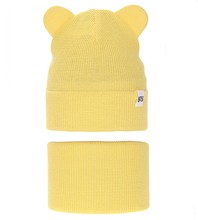 Komplet wiosenny/jesienny dla dziewczynki, czapka i komin, żółty, Jakra, 45-49 cm