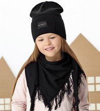 Komplet wiosenny/jesienny dla dziewczynki, czarny, czapka i chusta, Saamayn, 50-53 cm
