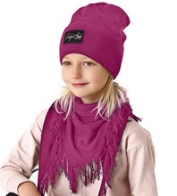 Komplet wiosenny/jesienny dla dziewczynki, fuksja, czapka i chusta, Estrid, 50-54 cm