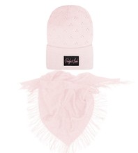 Komplet wiosenny/jesienny dla dziewczynki, różowy,  czapka i chusta, Estrid, 50-54 cm