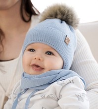 Komplet zimowy, czapka i szalik dla chłopca, Farael, niebieski (1), 40-42 cm