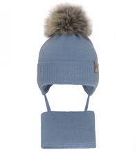 Komplet zimowy, czapka i szalik dla chłopca, Farael, niebieski (2), 40-42 cm
