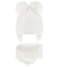 Komplet zimowy, czapka i szalik dla dziewczynki, Bifien, śmietanka, 50-53 cm
