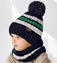 Komplet zimowy dla chłopca, czapka i komin, Ardual, granat + zielony, 49-52 cm