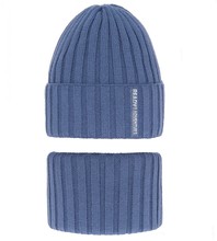 Komplet zimowy dla chłopca, czapka i komin, Vilidio, niebieski 3, 52-54 cm