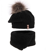 Komplet zimowy dla dziewczynki: beret i szalik, Ilefia, 50-54 cm