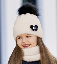 Komplet zimowy dla dziewczynki, czapka i komin, Florina, 50-54 cm