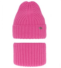Komplet zimowy dla dziewczynki, czapka i komin, Laventine, różowy,  50-52 cm