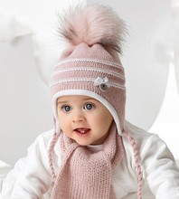 Komplet zimowy dla dziewczynki, czapka i szalik, Ussana,  36-38 cm