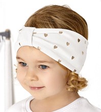 Opaska dla dziewczynki, bawełniana na głowę, biała z serduszkami, 46-49 cm