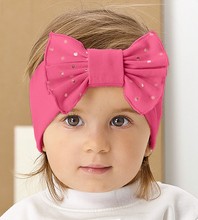 Opaska dla dziewczynki, bawełniana na głowę z kokardą, różowa, 46-49 cm