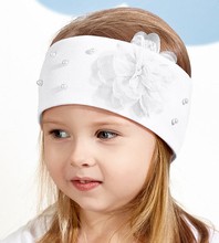 Opaska dla dziewczynki na głowę, elegancka, biała, 46249,  42-46 cm