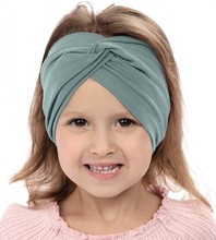 Opaska dla dziewczynki, turban na głowę, miętowa, 3518, obw.  47-49 cm