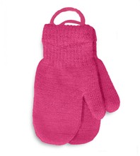 Rękawiczki dla dziewczynki, jednopalczaste ze sznurkiem, ciepłe, amarantowe, rozm. 4-6 lat