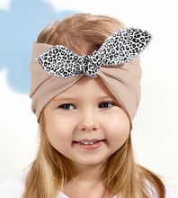 Szeroka opaska na głowę dla dziewczynki, turban, beżowa, 46265, obw. 44-46cm