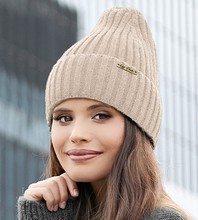 Wełniana czapka damska, Sovija, beżowy jasny, 55-58 cm