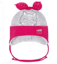 Wiązana czapeczka bawełniana wiosenna/jesienna, Cutest Kitty dla dziewczynki  rozm. 38-41cm