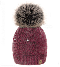 Zimowa czapka damska, Rosel Woolk z dodatkiem wełny, bordowa, 54-56 cm