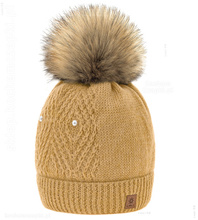 Zimowa czapka damska, Rosel Woolk z dodatkiem wełny, musztardowa, 54-56 cm