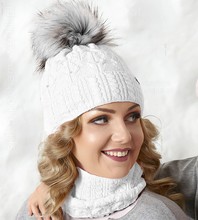 Zimowa czapka damska i komin, elegancki komplet Natalie, rozm. 55-57 cm