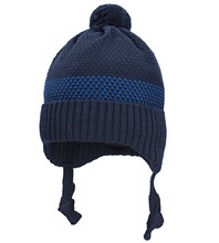 Zimowa czapka z wełny merino, granatowa, Fritof, rozm. 44-48 cm