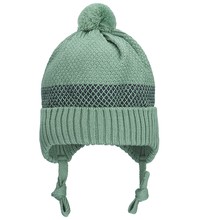 Zimowa czapka z wełny merino, zielona, Fritof, rozm. 44-48 cm