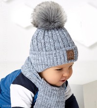 Zimowy komplet czapka i szalik dla chłopczyka Linus, rozm. 39-42 cm