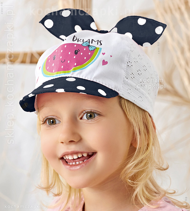 stock B.C. matrix Dziewczęca czapka z daszkiem, Summer Dreams z arbuzem, rozm. 46-48 cm,  biały/granatowy \ 46-48 | KochamCzapki