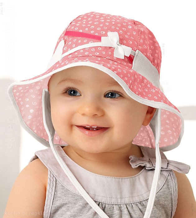 Wiązany kapelusz niemowlęcy, kapelusik Julcia dla dziewczynki rozm. 44