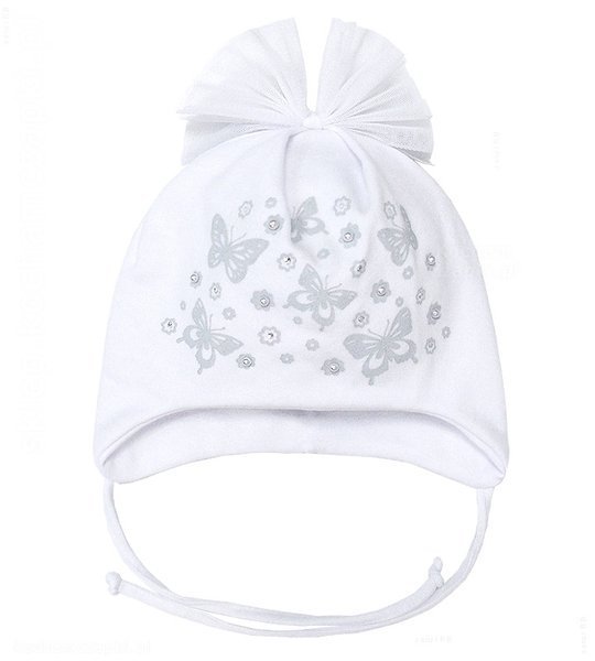  Bawełniana czapka dla dziewczynki wiosna Flavia , tiulowa kokardka rozm. 43-46 cm