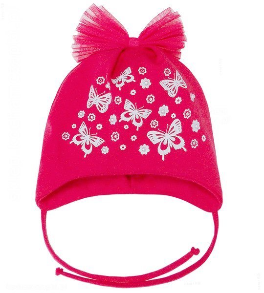  Bawełniana czapka dla dziewczynki wiosna Flavia , tiulowa kokardka rozm. 46-49 cm