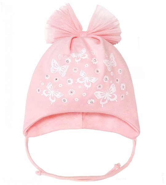  Bawełniana czapka dla dziewczynki, wiosna/jesień, Flavia, tiulowa kokardka, rozm. 46-49 cm
