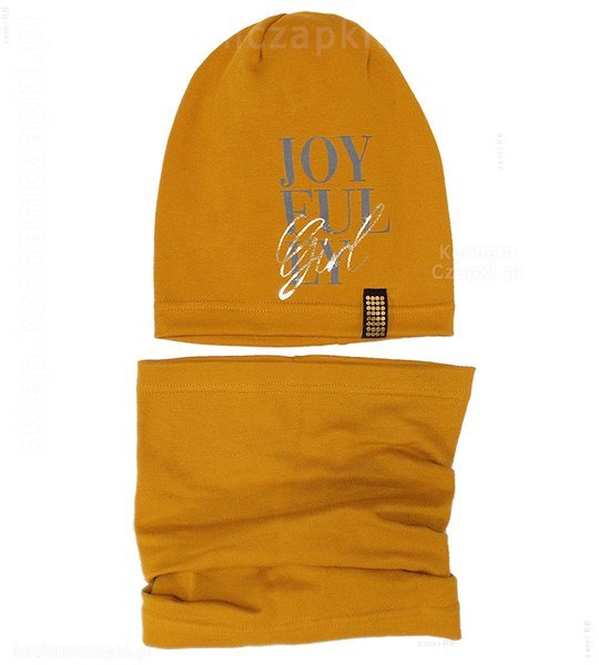  Komplet wiosenny czapka dla dziewczynki z kominem, Joy Fully rozm. 52-55 cm